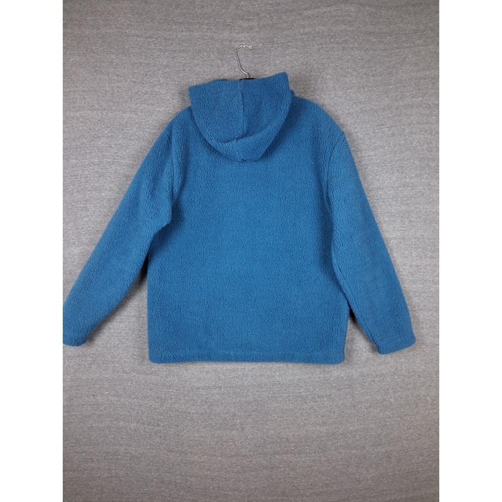 Harper Lewis Womens Hoodie Large Blue Plush Fleece Sherpa Pullover Spellout - Picture 8 of 9